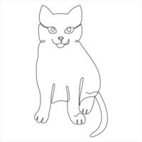 doorlopend single lijn tekening van een schattig kat huisdier dier vector kunst tekening