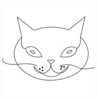 doorlopend single lijn tekening van een schattig kat huisdier dier vector kunst tekening