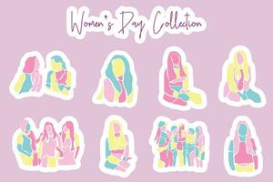 vector reeks verzameling van vrouwen dag elementen in divers stijlen en tinten van roze