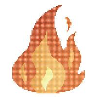 dots pixel brand vlammen, helder vuurbol, warmte wildvuur en rood heet vreugdevuur, rood vurig vlammen. vector