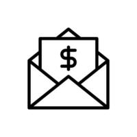 envelop met Verenigde staten dollar symbool Amerikaanse Dollar, salaris, factuur mail, een vergoeding e-mail icoon in lijn stijl ontwerp geïsoleerd Aan wit achtergrond. bewerkbare hartinfarct. vector