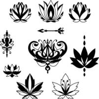 lotus bloem tekening icoon graveren vector