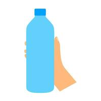hand- Holding water fles Aan wit achtergrond. hand- met fles. vector illustratie