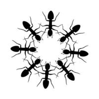 silhouet van mier kolonie in cirkel vorm geven aan. arbeider zwart mieren. hardwerkend insecten. plaag controle concept. vector