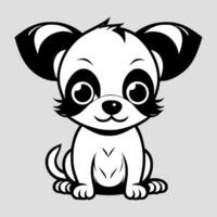 schattig hond vector zwart en wit tekenfilm karakter ontwerp verzameling. wit achtergrond. huisdieren, dieren.