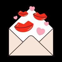 liefde brief envelop kus valentijnsdag dag minimaal liefde brief vector illustratie.