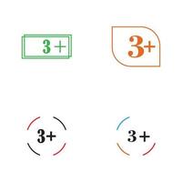 3 plus pictogram symbool vector illustratie ontwerpsjabloon