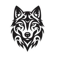 wolf tribal zwart wit modern ontwerp vector