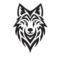 wolf tribal zwart wit modern ontwerp vector