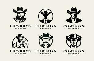 cowboy hoofd voorkant gezicht logo icoon ontwerp vector