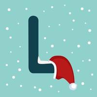 letter l met kerstmuts vector