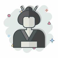 icoon geisha. verwant naar sakura festival symbool. grappig stijl. gemakkelijk ontwerp bewerkbaar. gemakkelijk illustratie vector