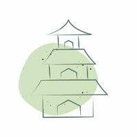 icoon tempel. verwant naar sakura festival symbool. kleur plek stijl. gemakkelijk ontwerp bewerkbaar. gemakkelijk illustratie vector