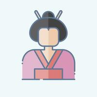 icoon geisha. verwant naar sakura festival symbool. tekening stijl. gemakkelijk ontwerp bewerkbaar. gemakkelijk illustratie vector