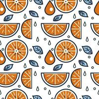 naadloos vector patroon met sinaasappelen. hand- getrokken achtergrond met citrus vruchten. lijn tekening.
