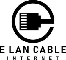 e lan internet kabel logo ontwerp vector kunst