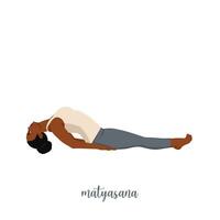 1 vrouw aan het doen yoga positie - matsyasana. vector