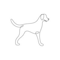 schattig hond huisdier dier doorlopend een lijn kunst schets silhouet gemakkelijk tekening vector illustratie