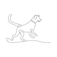 schattig hond huisdier dier doorlopend een lijn kunst schets silhouet gemakkelijk tekening vector illustratie