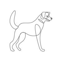 schattig hond huisdier dier doorlopend een lijn kunst schets silhouet gemakkelijk tekening vector illustratie