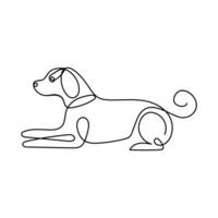 schattig hond huisdier dier doorlopend een lijn kunst schets silhouet gemakkelijk tekening vector illustratie