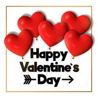 gelukkig Valentijnsdag dag poster met 3d hart ballonnen. vector modern illustratie