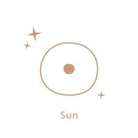 astrologisch teken van de zon, schattig contour tekening. vector