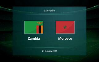 Zambia vs Marokko. Amerikaans voetbal scorebord uitzending grafisch vector
