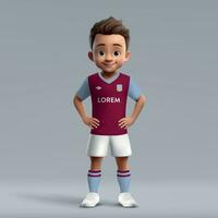 3d tekenfilm schattig jong voetbal speler in Amerikaans voetbal uniform vector