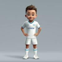 3d tekenfilm schattig jong voetbal speler in Amerikaans voetbal uniform vector