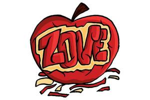 Valentijn item vector - liefde gravure Aan appel