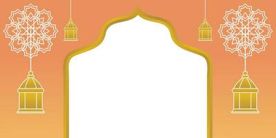 oranje Islamitisch achtergrond, met lantaarn ornament, mandala en vrij kopiëren ruimte Oppervlakte. vector sjabloon voor banier, groet kaart voor Islamitisch vakantie, eid al fitr, Ramadan, eid al-adha