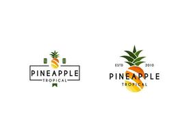 ananas logo ontwerp concept voor bedrijf en branding. vers fruit logo sjabloon vector. ananas logo sjabloon vector