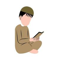 moslim jongen lezing koran illustratie vector