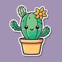 schattig kawaii cactus tekenfilm illustratie vector