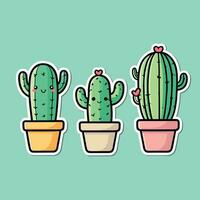 schattig kawaii cactus tekenfilm illustratie vector