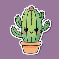 schattig kawaii cactus tekenfilm illustratie vector