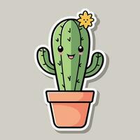 schattig kawaii cactus tekenfilm illustratie vector