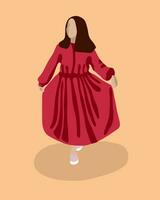 vector geïsoleerd illustratie van een meisje in een rood jurk. de vrouw is dansen.