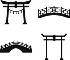 traditioneel Chinese gebouw silhouet set. geïsoleerd zwart vector