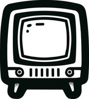 zwart en wit retro TV silhouet illustratie pro vector