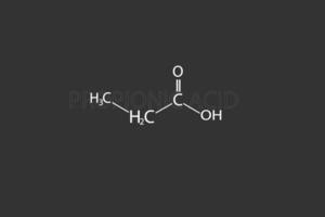 propionisch zuur moleculair skelet- chemisch formule vector