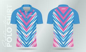 zacht kleur blauw en roze sublimatie polo sport Jersey sjabloon ontwerp vector