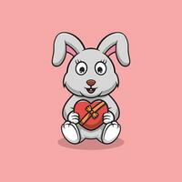 schattig konijn met chocola geschenk tekenfilm illustratie vector
