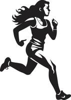 vloeiende beweging zwart vrouw hardlopers icoon chique stappen vector logo van een rennen vrouw in zwart