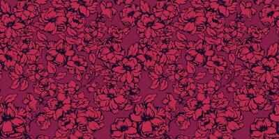 monotoon bordeaux veld- bloeiend bloemen naadloos patroon. vector hand- getrokken. gestileerde creatief getextureerde bloemen pioenrozen, roos. sjabloon voor ontwerp, textiel, mode, oppervlakte ontwerp, kleding stof