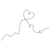 single lijn doorlopend tekening van romantisch liefde en hart vorm schets vector illustratie