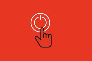 macht knop icoon. hand- wijzer. vector illustratie Aan rood achtergrond.