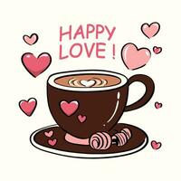 vector illustratie schattig koffie kop voor valentijnsdag dag liefde hart