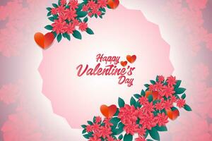 elegant realistisch Valentijn kaart, banier en poster achtergrond abstract met liefde icoon en bloem lay-out vector